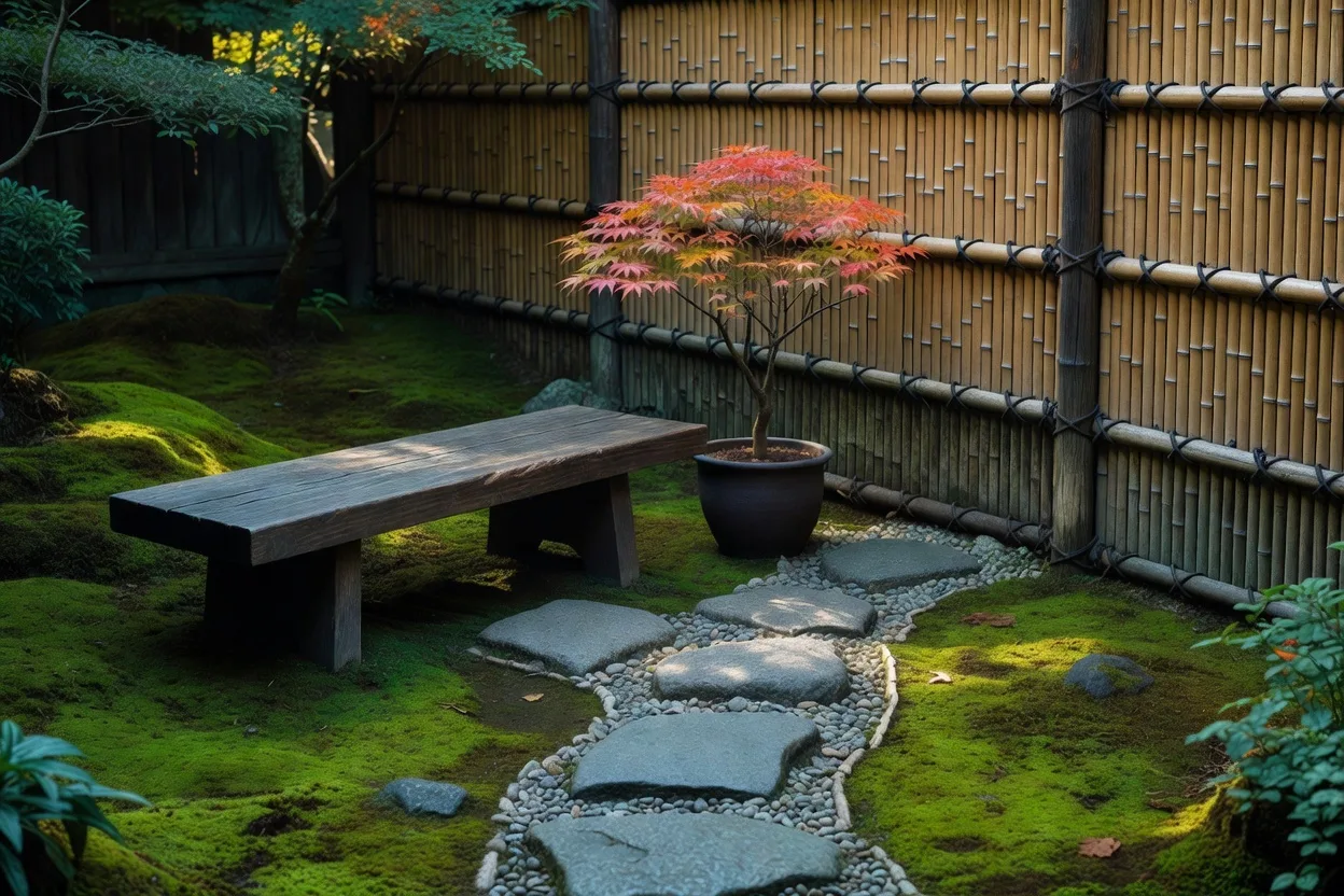 落ち着いた雰囲気の露地（茶庭）の一角